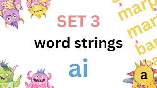 Phase 3 phonics Word Strings for learning to read and write phonics screening check in primary KS1 [upl. by Eirlav741]