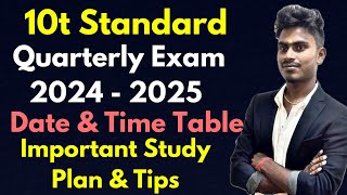 10th quarterly exam time table 2024Portions And Study Plan  10th quarterly important questions [upl. by Anitsirhk]