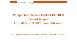 Jun 2023  Vincent Jacquet ERC Starting grant Holder 2022 call [upl. by Nilyarg]