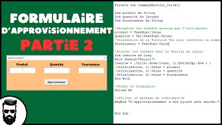 2 Créer un formulaire dapprovisionnement  le code VBA [upl. by Anrim745]