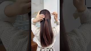 Simple hair style with one clip 😳 clips hairstyles simple girl shorts viralvideo [upl. by Enohpesrep]