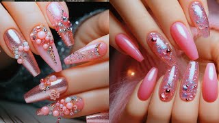 Aesthetic pink nails  Marble nails  acrylic nails  nails extension  stylish mehndi 81 [upl. by Dnumyar]