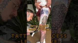 Leg Sleeve Tattoo  FROM STENCIL TO OUTLINE tattoo tattooartist viral [upl. by Airotkiv]