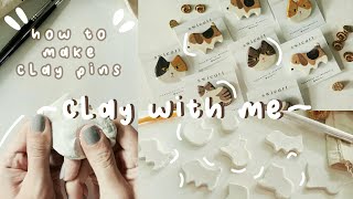 How I make clay pins with Air Dry Clay  Clay With Me 01  Indonesia [upl. by Ycart]