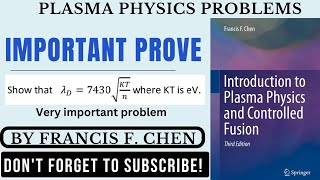 Plasma physics chapter 1 problem  Prove debye length is equal to 7430√KTn for eV [upl. by Hoffmann698]