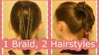 Back To School Hairstyles Split Fishtail Braid Ponytails [upl. by Kapor534]