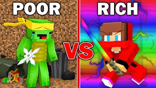 Mikey Poor Ninja vs JJ Rich Rainbow Ninja Survival Battle in Minecraft  Maizen [upl. by Ayota]