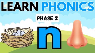 Phonics Letter Sound n words  Phase 2  Phonics for Kids  Learn to Read  Alphabet Sounds [upl. by Gibbeon213]