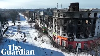 Ukraine drone footage shows scale of destruction in city of Bakhmut [upl. by Jecoa]