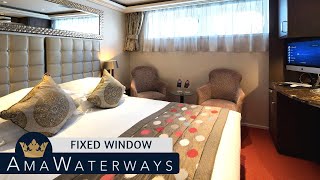 AMA Prima  Fixed Window Stateroom Tour amp Review 4K  AMA Waterways River Cruise Category DE [upl. by Ynot446]