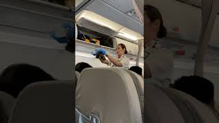 Beautiful flight attendant seatbelt demo flight airplane shorts interesting [upl. by Balfour709]