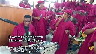 St Agnes Catholic Church Choir Maryland Lagos on Harvest of Gods faithfulness 10112024 praise [upl. by Ahsinrats]