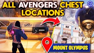 Where To Find All 5 Avengers Chest In Mount Olympus FORTNITE  ALL LOCATIONS  Quick Guides [upl. by Victorie]