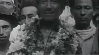 People of Kathmandu welcoming first ever Everest winners Tenzing Norgay Sherpa and Edmund Hillary [upl. by Clorinde]