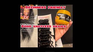 VLOG  HOW TO DO BOHO KNOTLESS BRAIDS  BEGINNERS FRIENDLY KNOTLESS TUTORIALprotectivestyles [upl. by Derzon149]