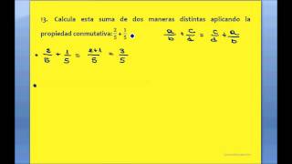 Clase 816  Ejercicio 13 La propiedad conmutativa en la suma de fracciones 1 CURSO DE FRACCIONES [upl. by Liuka26]