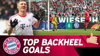 Top 🔟 Backheel Goals w Lewandowski Schweinsteiger amp More 💥 [upl. by Dlorrej]