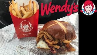 Wendy’s Pretzel Bacon Pub Cheeseburger amp NaturalCut Fries Review [upl. by Trebmal833]