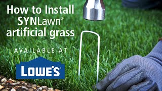 How to install SYNLawn artificial grass available at Lowes Home Improvement [upl. by Story]