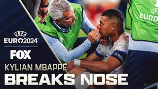 Frances Kylian Mbappé breaks nose and exits game  UEFA Euro 2024 [upl. by Jempty]