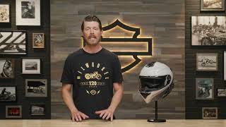 HarleyDavidson Modular Helmet N03 OutrushR Bluetooth dark platinum [upl. by Ydualc]