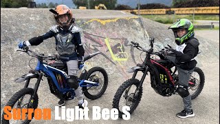 Riding the Bike Park and doing some Wheelies on our UPGRADED 2022 Sur ron Light Bee S bikes [upl. by Nylla480]