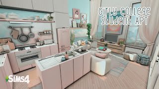 Girly College Student Apartment  The Sims 4 CC Speed Build [upl. by Ahrendt]