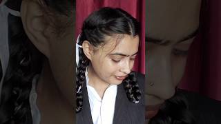 Double Braids Folded with ribbon hairstyles shorts youtubeshorts hairstyle school kids [upl. by Neneek]