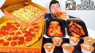 Little Caesars Pizza amp Wings • MUKBANG [upl. by Appilihp]