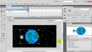 Flash Animation with Symbols Planet with Orbiting Moon and Twinkling Stars [upl. by Gothard444]