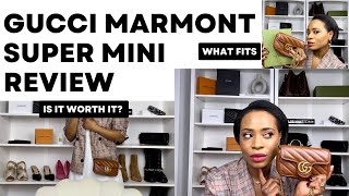 GUCCI MARMONT SUPER MINI REVIEW IS IT WORTH IT WHAT FITS INSIDE HOW TO WEAR IT StyleByMarshalee [upl. by Giark]