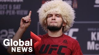 Khabib to Conor McGregor fans at UFC 229 WeighIn Im going to smash your guy [upl. by Anaitsirhc]