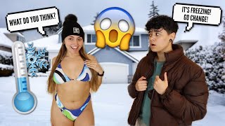 Wearing A BIKINI In The SNOW To See How My Boyfriend Reacts [upl. by Jasmin]