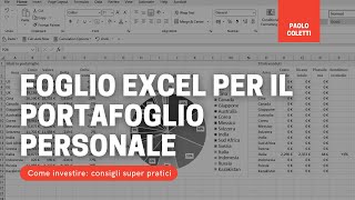 File Excel per la gestione del portafoglio personale [upl. by Nomis]