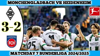 MONCHENGLADBACH VS HEIDENHEIM  32  Matchday 7 Bundesliga 202425 [upl. by Pernell]