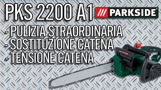 Motosega Elettrica Parkside PKS 2200 A1 Pulizia Sostituzione Catena Rodaggio PARTE2 [upl. by Ahtnahc]