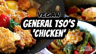 VEGAN GENERAL TSOS CHICKEN RECIPE glutenfree  Marys Test Kitchen [upl. by Dragde808]