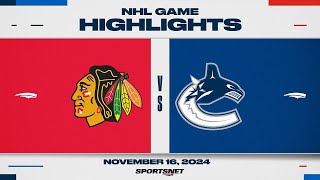 NHL Highlights  Blackhawks vs Canucks  November 16 2024 [upl. by Oab]