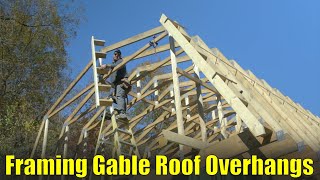 Garage Build 30  Framing Gable Roof Overhang [upl. by Latreshia247]