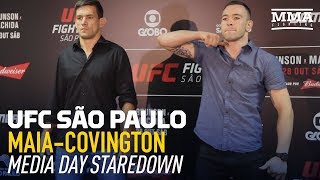 Demian Maia vs Colby Covington UFC Media Day Staredown  MMA Fighting [upl. by Ardnassak]