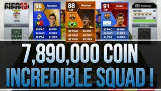 78 MILLION COIN SMOTM NEYMAR SQUAD BUILDER FIFA 13 ULTIMATE TEAM [upl. by Constantino]