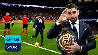 Ilia Topuria Undefeated UFC Champion takes kick off at Bernabeu [upl. by Elkin]