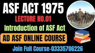 Lecture No01 ASF Act1975 Updated with Important MCQs  AD ASF Online Classes Link Description [upl. by Haleeuqa]