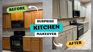 SURPRISING MY MOM WITH A KITCHEN MAKEOVER  Painting kitchen cabinets [upl. by Galang454]