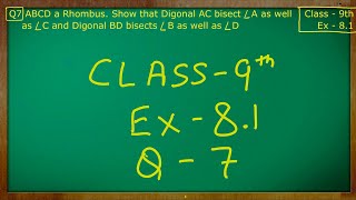 Class  9th Maths  Quadrilaterals  Ex 81 Q no 7 solved ncert cbse [upl. by Turpin]