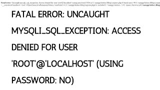 How to Solve  Fatal error Access denied for user rootlocalhost using password NO [upl. by Willey]