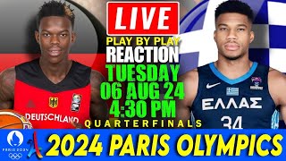 🔴LIVE Germany vs Greece Basketball Quarterfinals Play by Play Reaction  2024 Paris Olympics [upl. by Onitnelav]