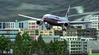 FSX Posky B777 landing Kai Tak Malaysia Airlines [upl. by Balch]