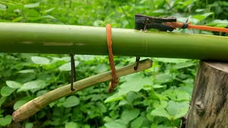 DIY slingshot making with bamboo green slingshot [upl. by Veedis722]