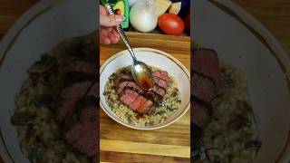 Sous vide filet mignon with mushroom risotto cooking [upl. by Orfurd]